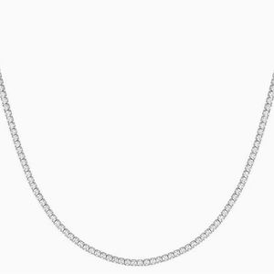 ADINA EDEN - Classic Thin Tennis Necklace 15” - White Gold - Brand New